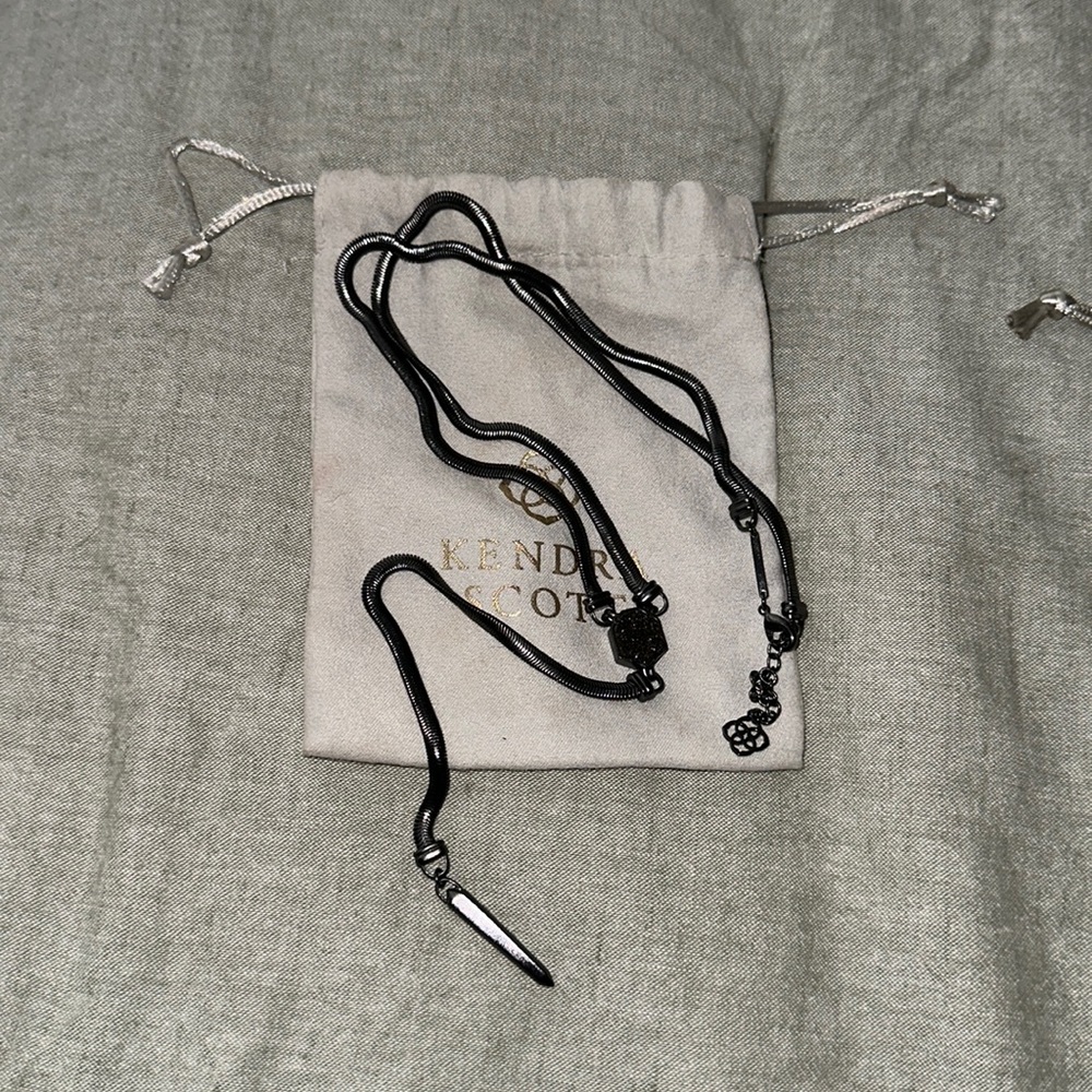 Kendra Scott Starla Y Necklace in Drusy and Gunmetal